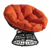 OSP Home Furnishings BF25292-18 Papasan Chair with Orange cushion and Grey Frame